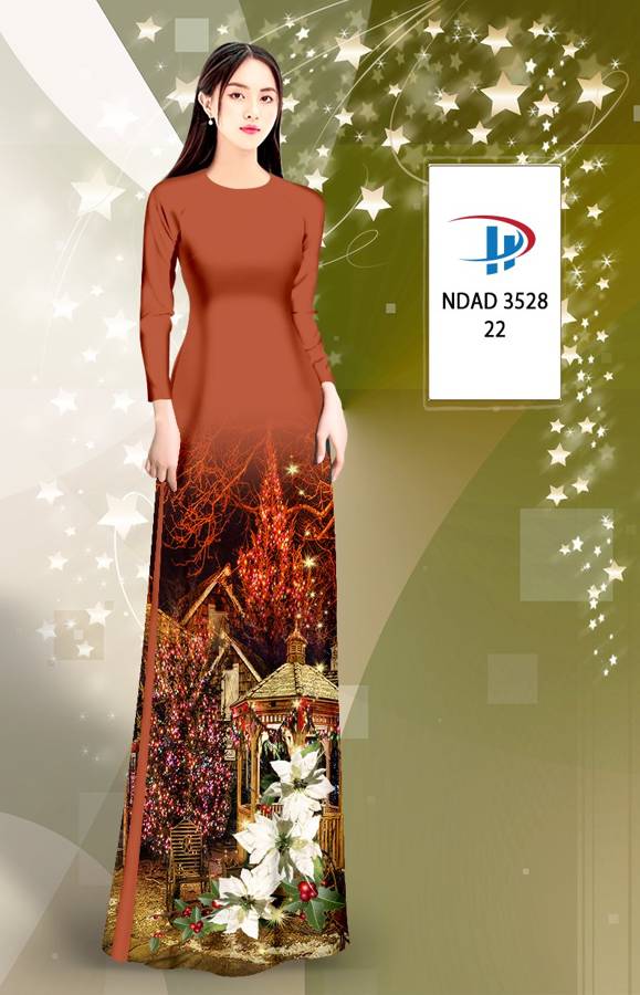Vải Áo Dài Phong Cảnh Giáng Sinh AD NDAD3528 1